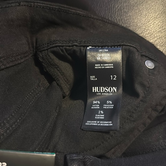 Hudson Women's Midrise Jeans Straight Leg Stretch Black Denim, Size 12/32 New - Picture 11 of 17